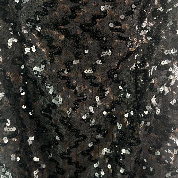 Jessica McClintock Vtg Black Sequin Mini Bodycon Party Cocktail Dress Size 8 NWT - Picture 5 of 14